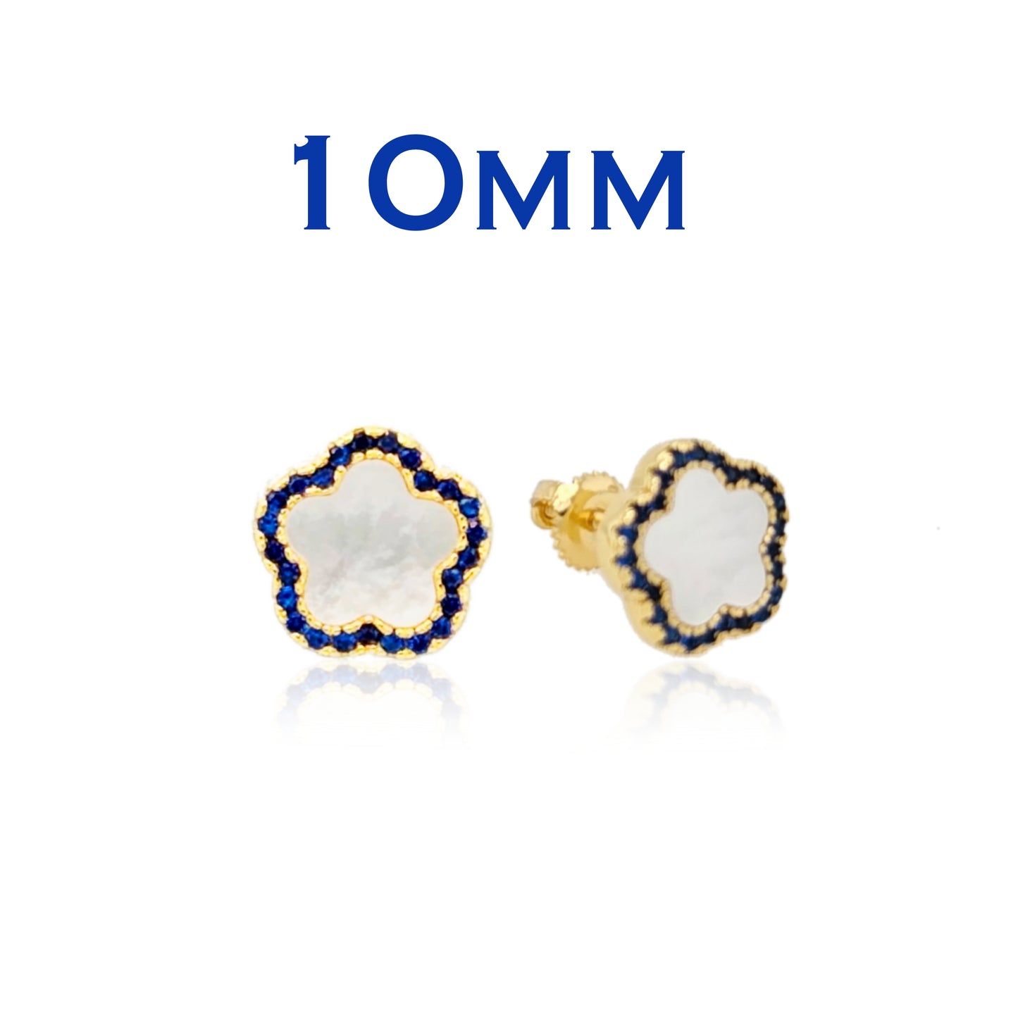 Surgical Steel Mother of Pearl CZ Outline Flower Stud Earring