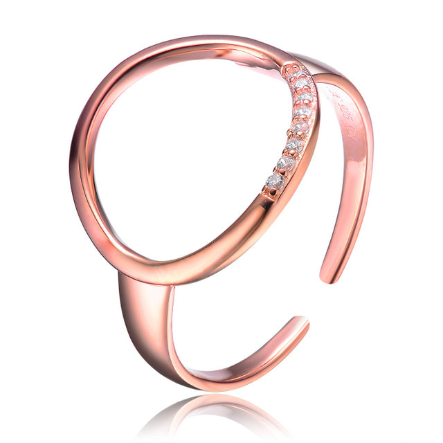 Rose Gold CZ Accent Halo Ring - HK Jewels