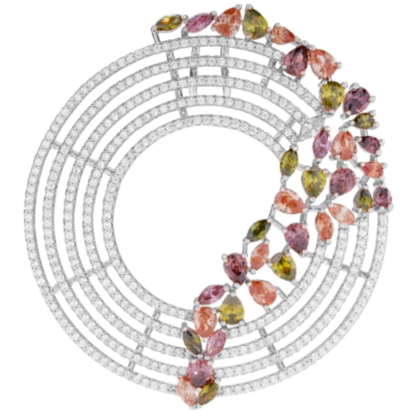 Rose Gold or Rhodium Plated Sterling Silver Colorful Sprinkled CZ Necklace