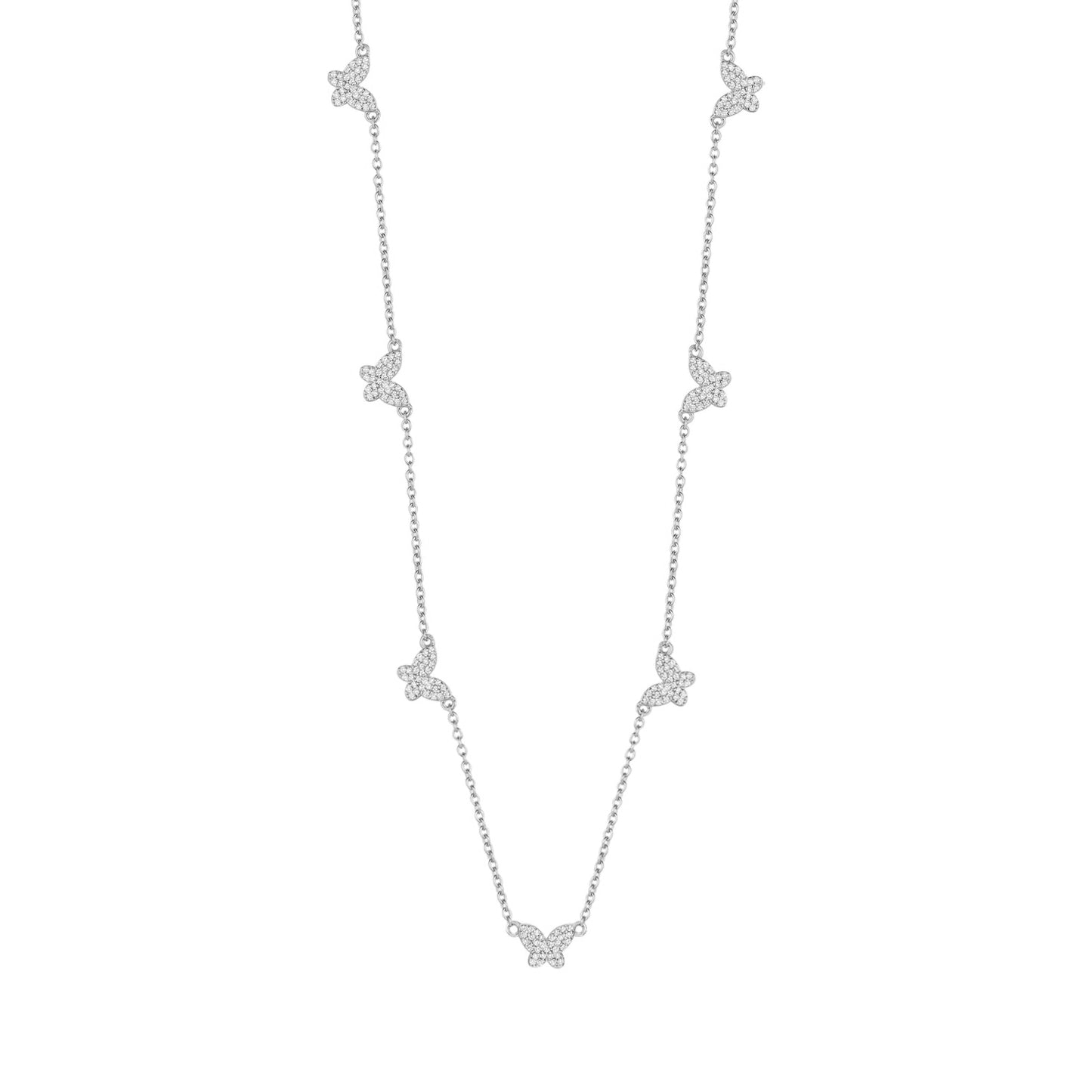 Sterling Silver Butterfly Station Necklace