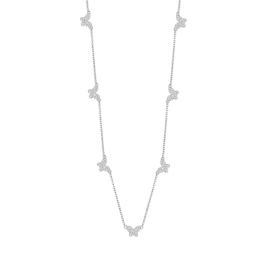 Sterling Silver Butterfly Station Necklace