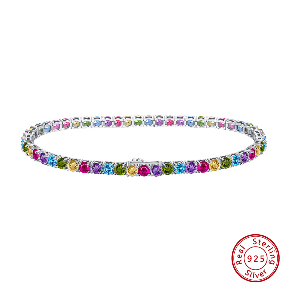 Sterling Silver Alternating Color CZ Bracelet - HK Jewels