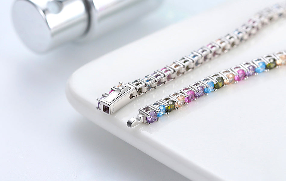 Sterling Silver Alternating Color CZ Bracelet - HK Jewels