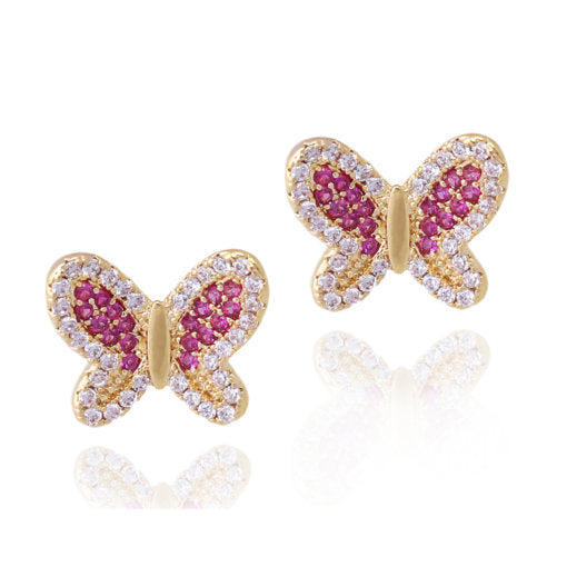 Surgical Steel CZ Butterfly Stud Earrings - HK Jewels