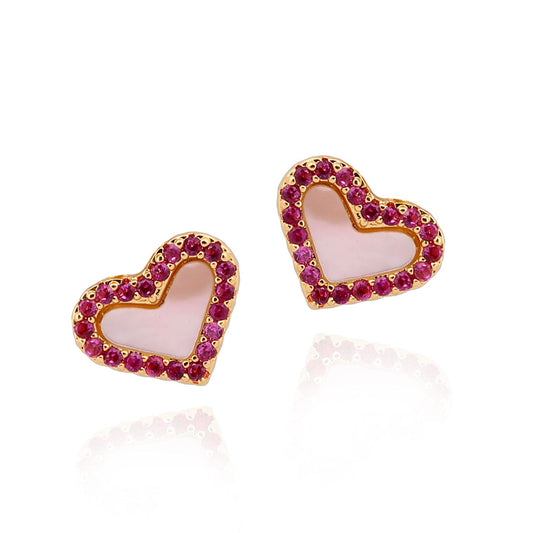 Small Mother of Pearl Heart Stud - HK Jewels