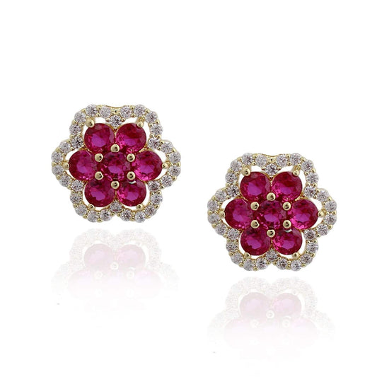 Seven Stone Flower Stud Earrings - HK Jewels