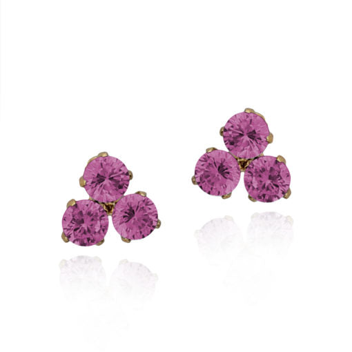Surgical Steel Triple Stone Stud Earring - HK Jewels