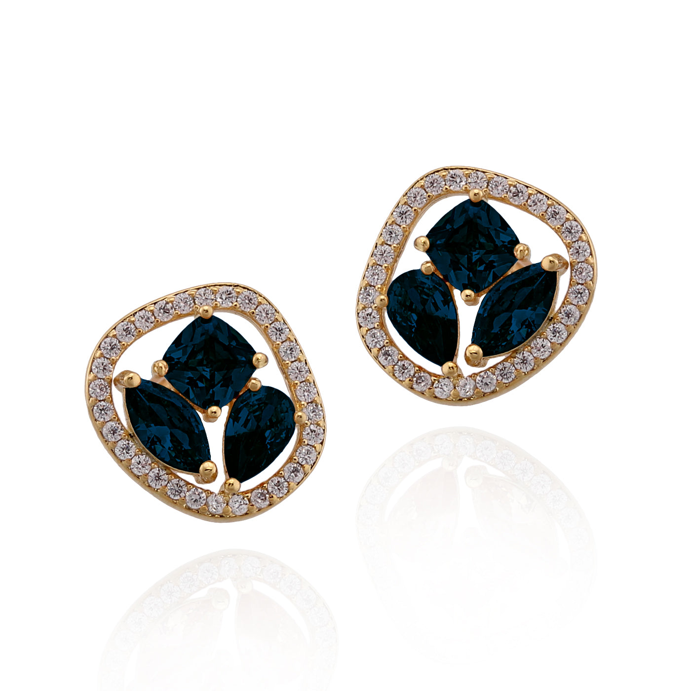 Gold Plated Surgical Steel Medium Pebble Shaped Studs - HK Jewels