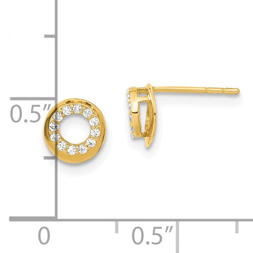 14k Childrens CZ Circle Post Earrings - HK Jewels