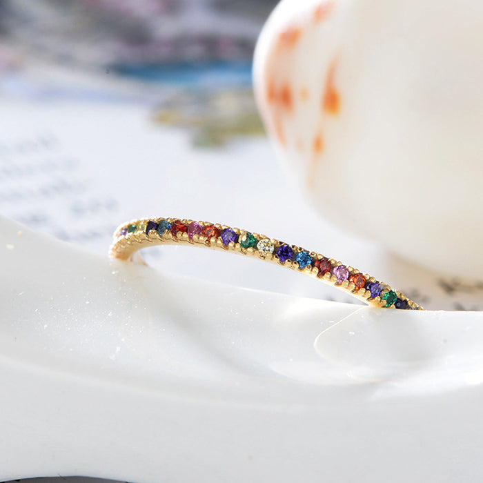 Sterling Silver Multicolor CZ Eternity Band - HK Jewels