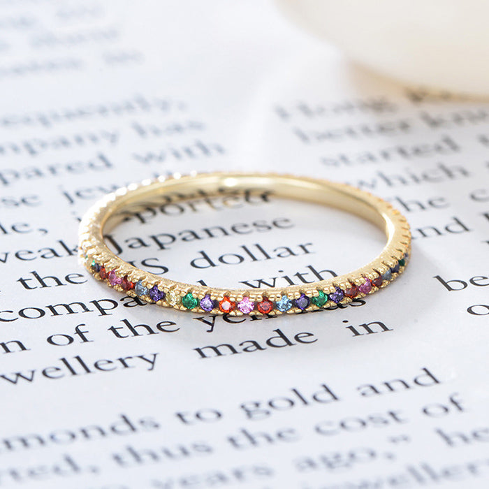 Sterling Silver Multicolor CZ Eternity Band - HK Jewels