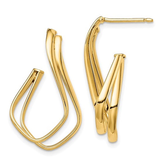 14k Polished Fancy Post Earrings - HK Jewels