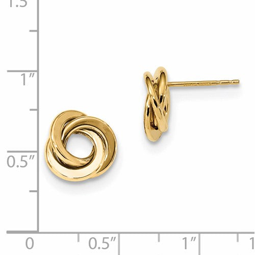 14K Polished Love Knot Post Earrings - HK Jewels
