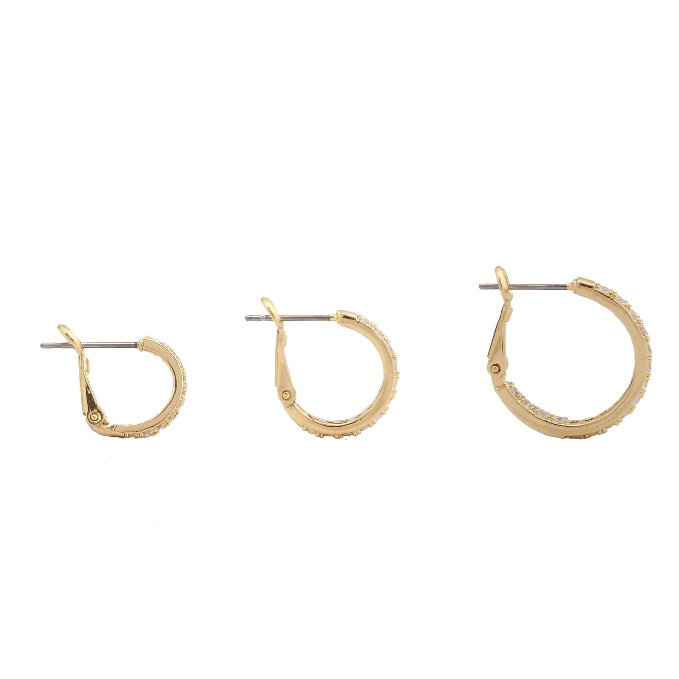 Thin CZ Hoop Huggie Earring-Large - HK Jewels