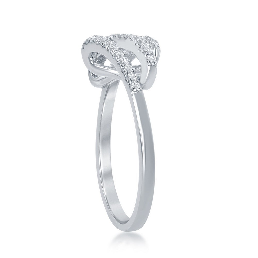 Sterling Silver Triple CZ Row Ring - HK Jewels