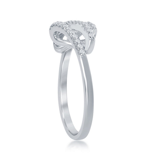 Sterling Silver Triple CZ Row Ring - HK Jewels