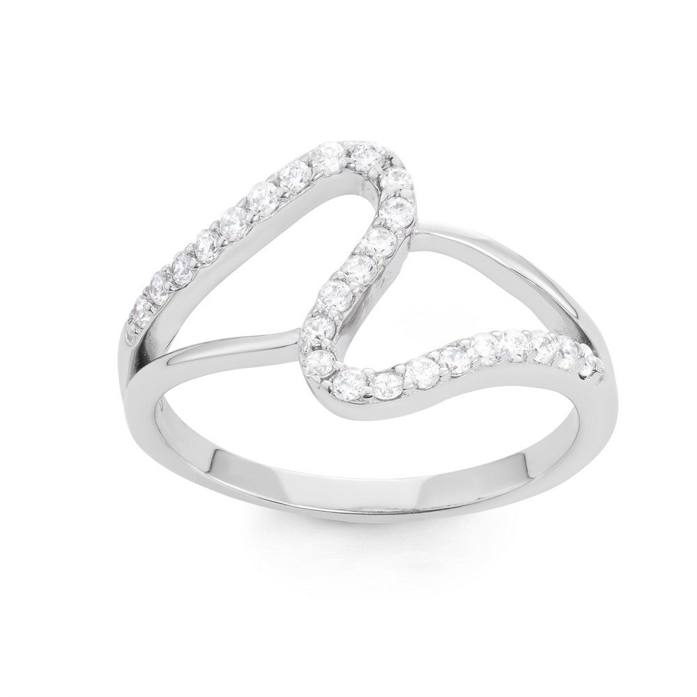 Sterling Silver Double Open Loop CZ Ring - HK Jewels
