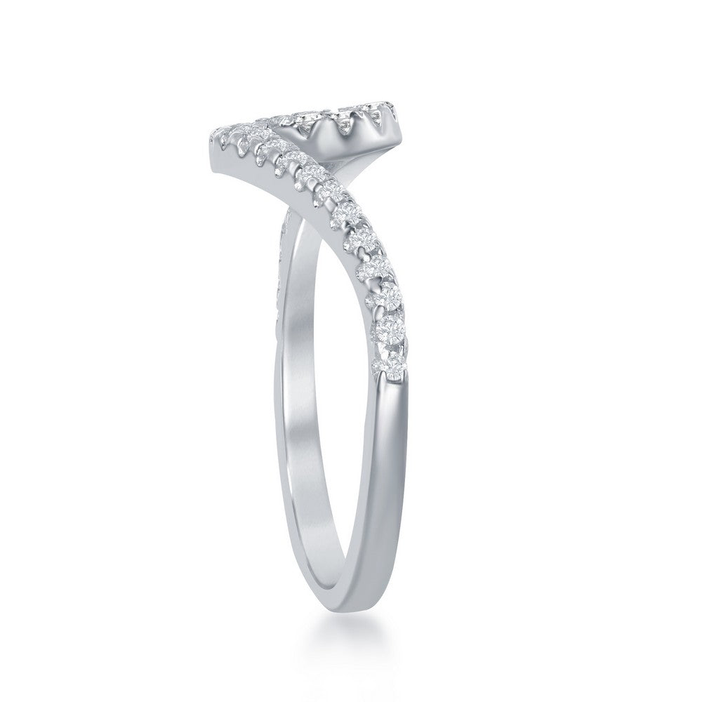 Sterling Silver CZ Wave Design Ring - HK Jewels