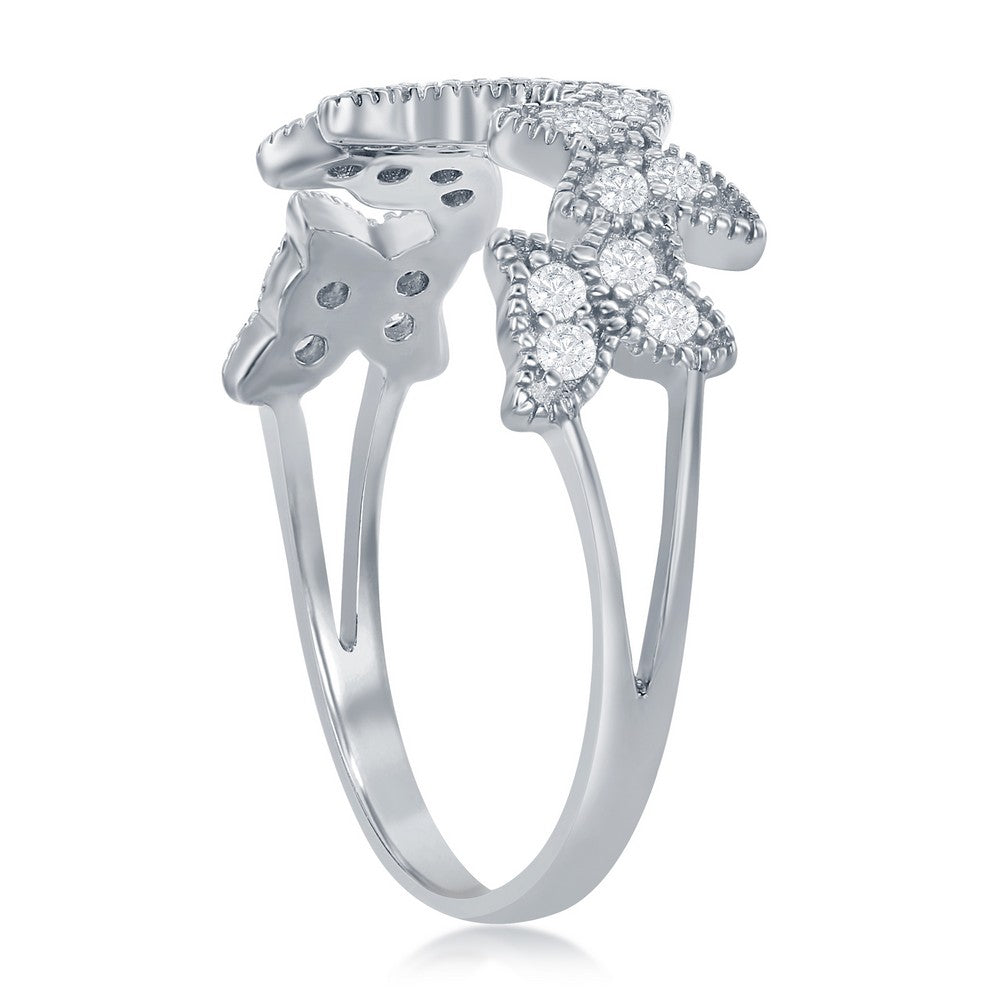 Sterling Silver Clear CZ Butterfly Ring - HK Jewels