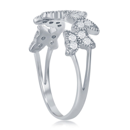 Sterling Silver Clear CZ Butterfly Ring - HK Jewels