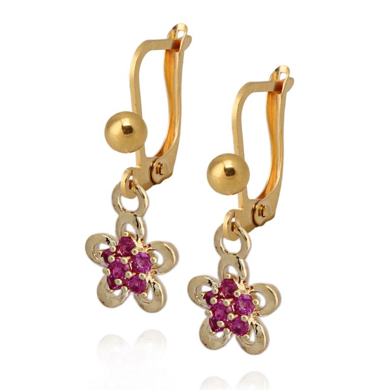 Surgical Steel Red Flower Earrings - HK Jewels