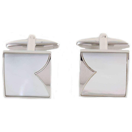 Rhodium Plated MoP Fish Tail Cufflinks - HK Jewels