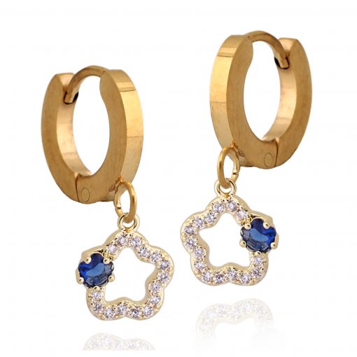 Surgical Steel Small Outline CZ Flower Earrings - HK Jewels