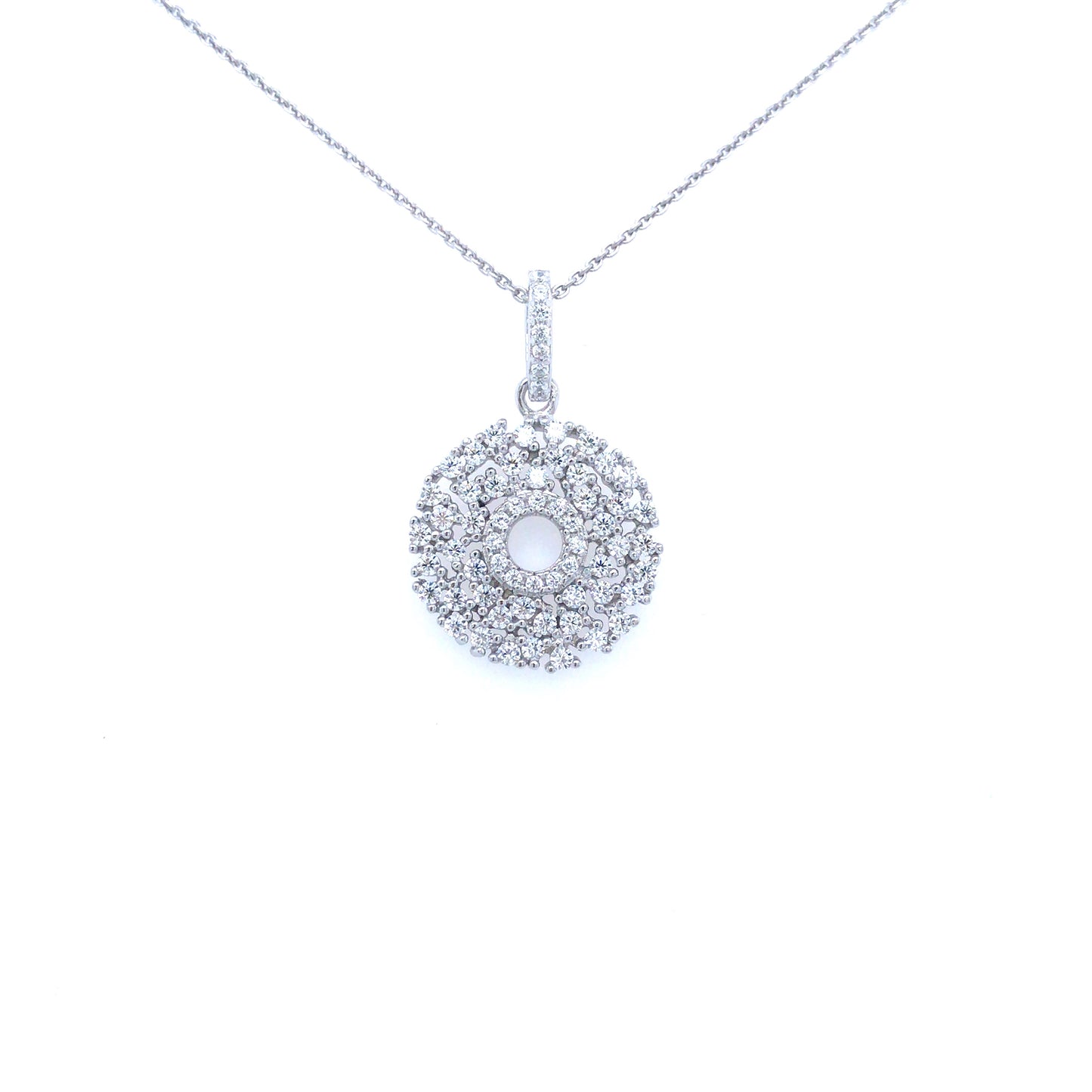 Sterling Silver Donut Shape CZ Pendant - HK Jewels