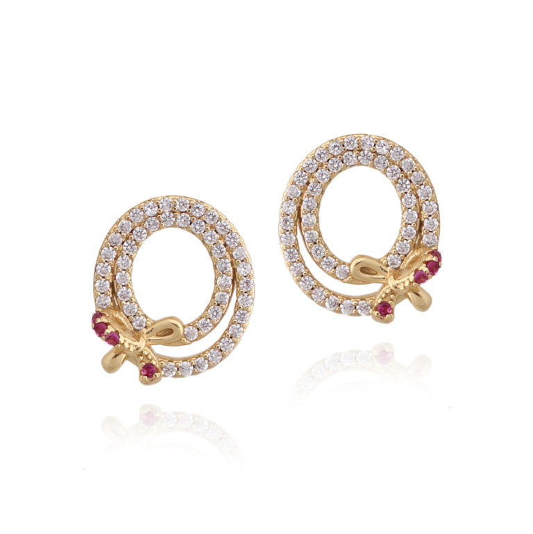 Surgical Steel Oval and Bow Stud Earrings - HK Jewels