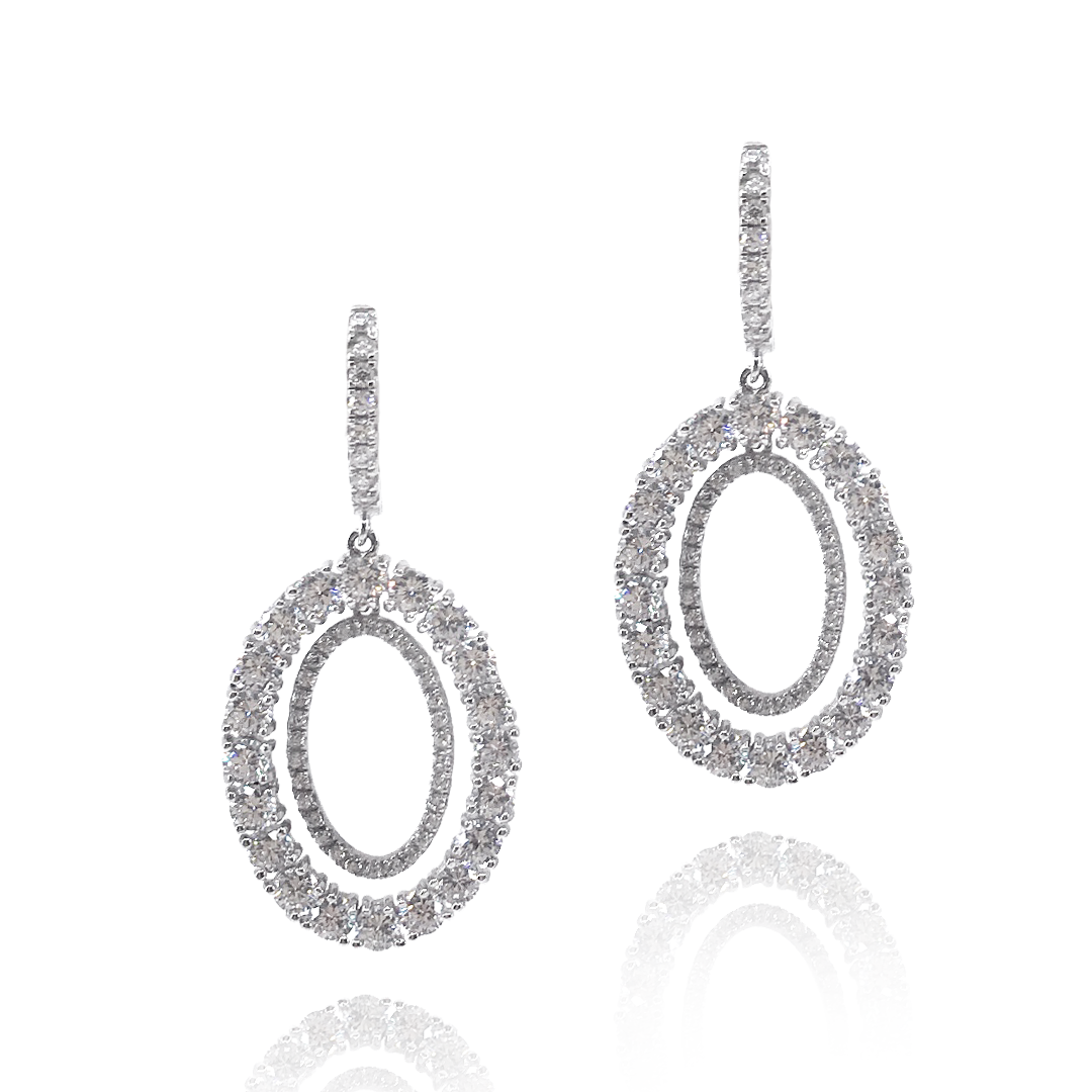 Sterling Silver Double Oval Earrings - HK Jewels