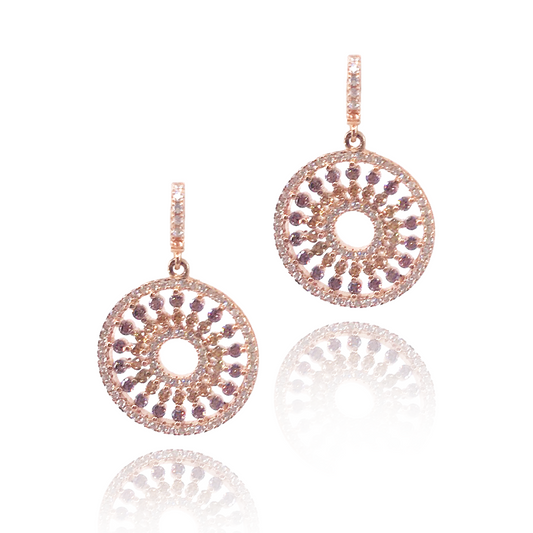 Sterling Silver Circle Earrings with Color Stones - HK Jewels