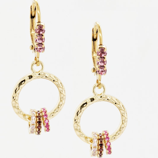 Triple Hammered Circle Earrings - HK Jewels