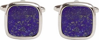 Rhodium Plated Cushion Shaped Lapis Lazuli Cufflinks - HK Jewels