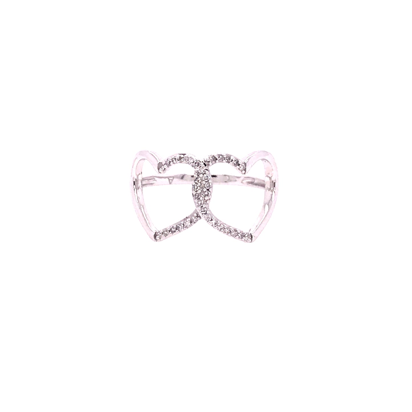White Gold Double Heart Ring - HK Jewels