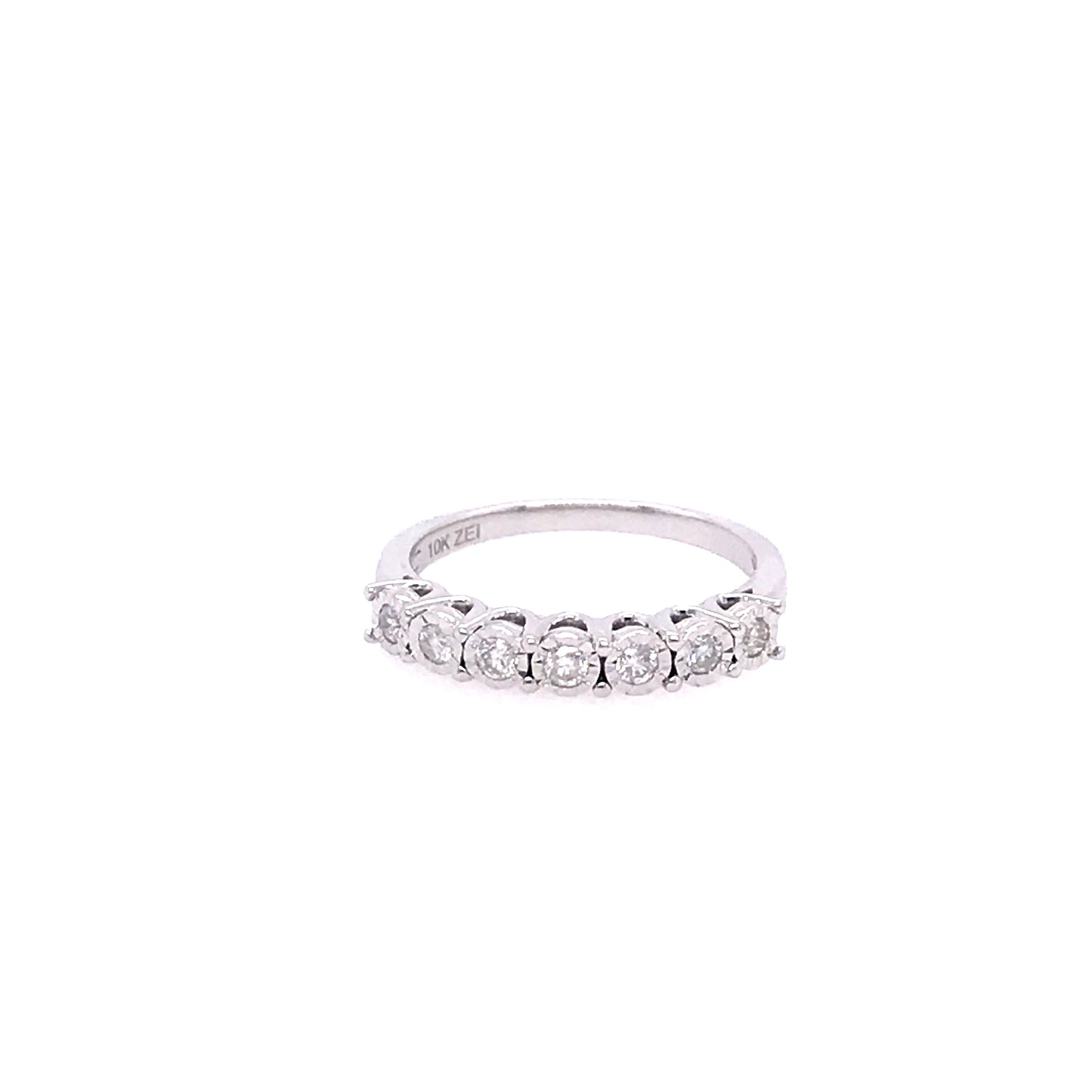 White Gold Half Eternity Band Ring - HK Jewels