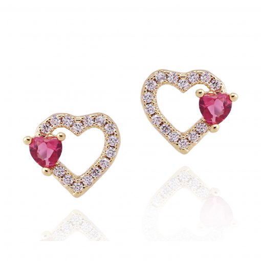 Surgical Steel Small Outline CZ Heart Studs - HK Jewels