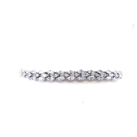 Sterling Silver Marquis Tennis Bracelet - HK Jewels