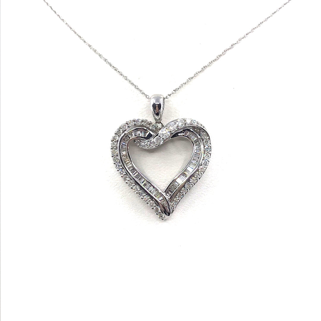 White Gold Heart Pendant - HK Jewels