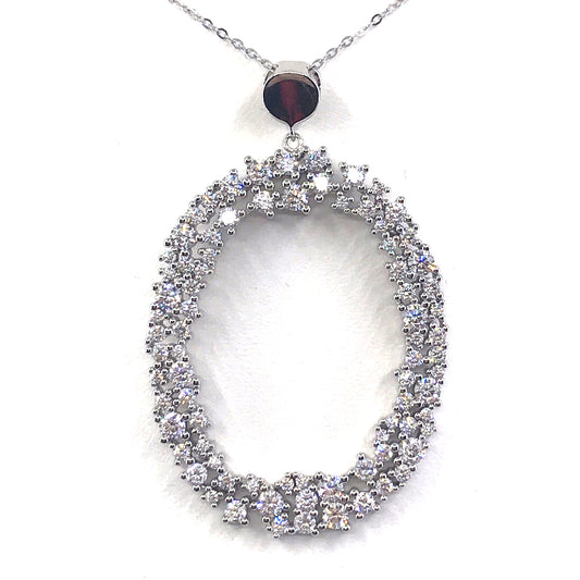 Sterling Silver Oval Pendant - HK Jewels