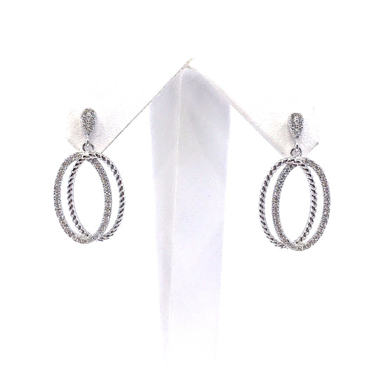 Sterling Silver Double Oval Earrings - HK Jewels