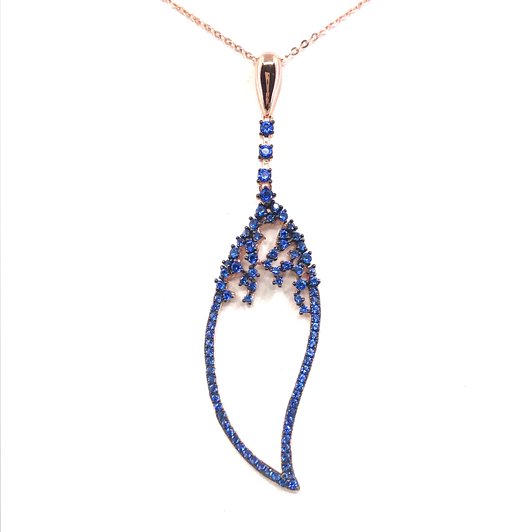 Rose Gold Plated Sterling Silver Leaf Pendant - HK Jewels