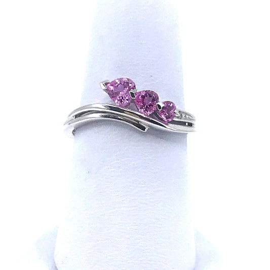 White Gold Pink Topaz Ring - HK Jewels