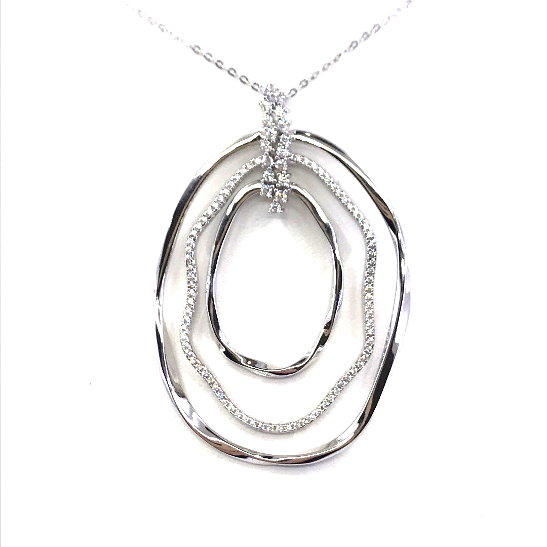 Sterling Silver Oval Pendant - HK Jewels