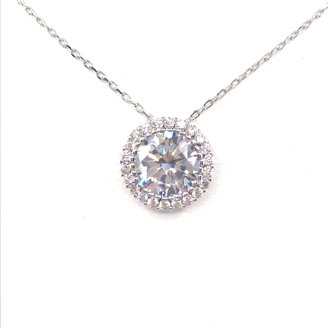 Sterling Silver Solitaire Necklace - HK Jewels