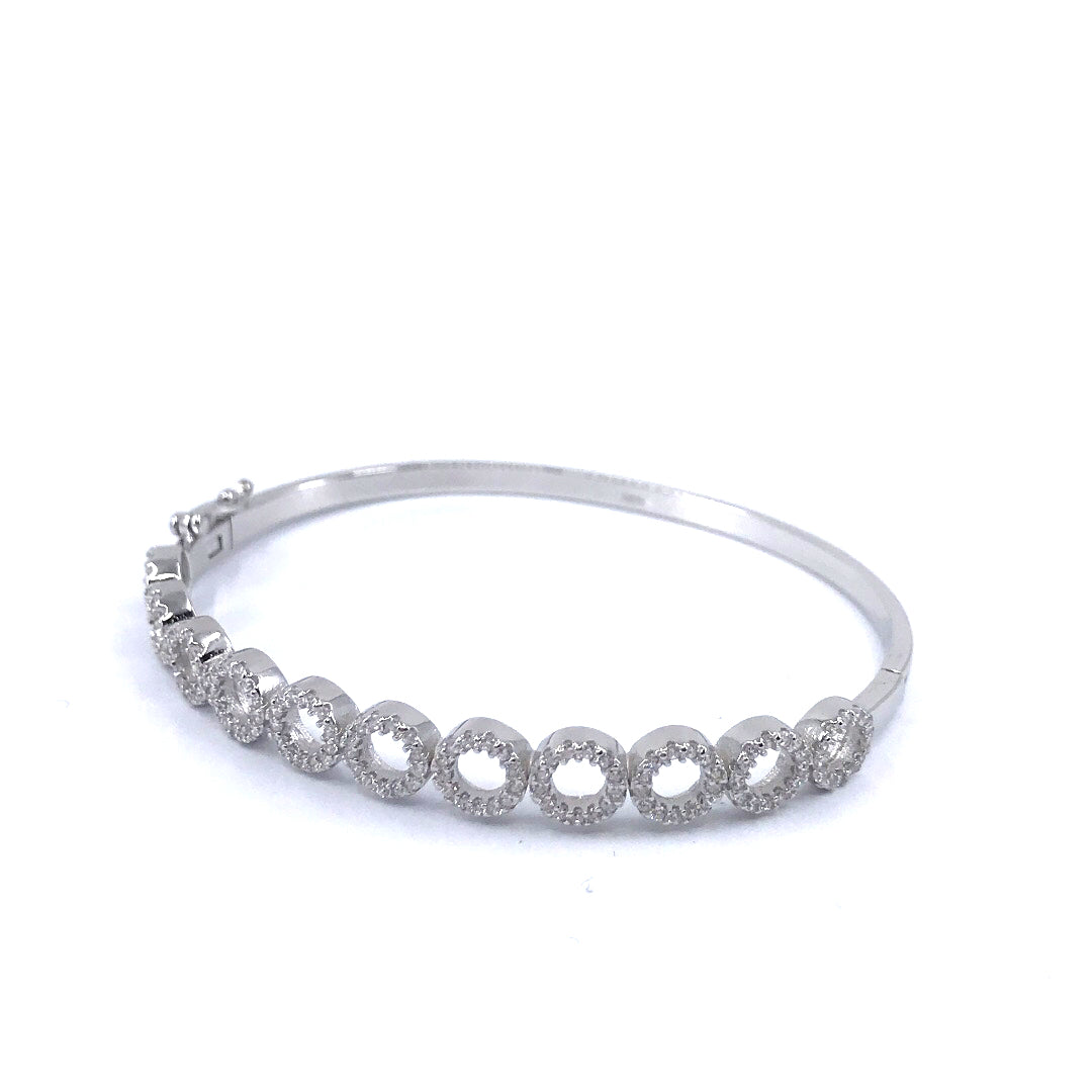 Sterling Silver Circle Bangle - HK Jewels