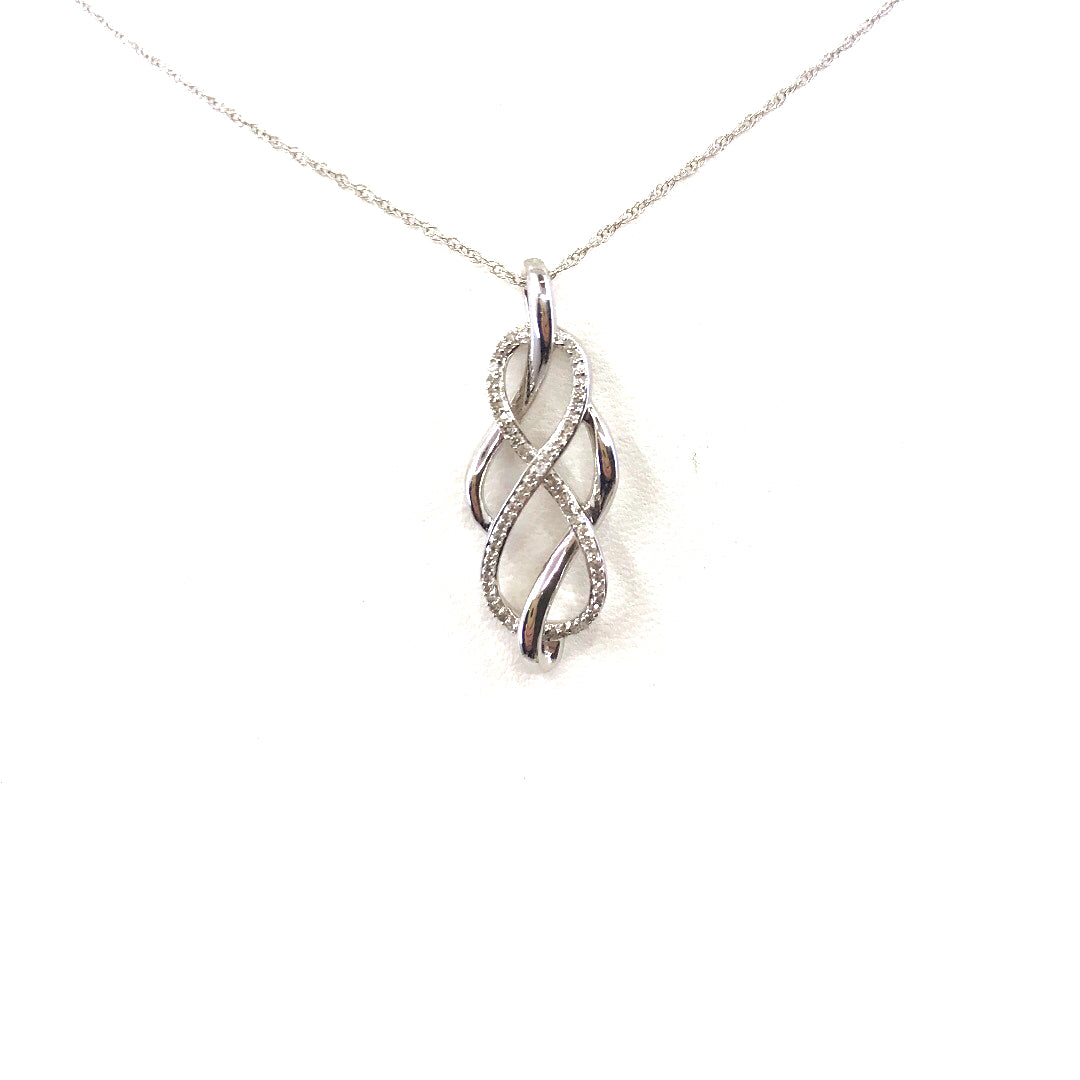 White Gold Twist Pendant - HK Jewels