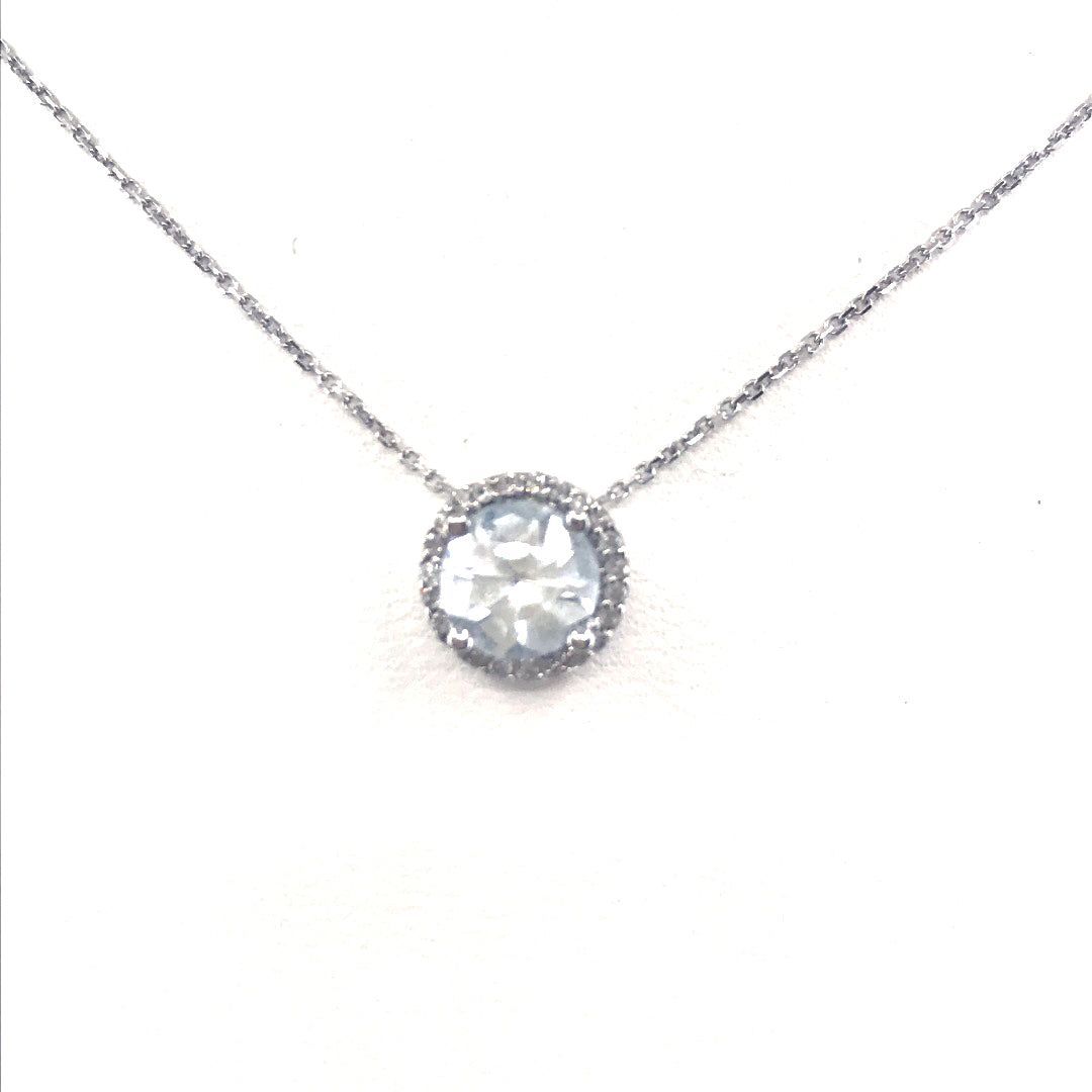 14K Gold White Topaz Solitaire Necklace - HK Jewels