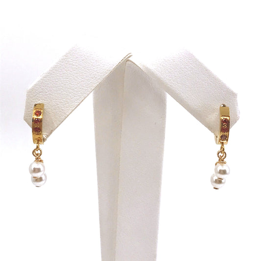 Surgical Steel Double Pearl Huggies - HK Jewels