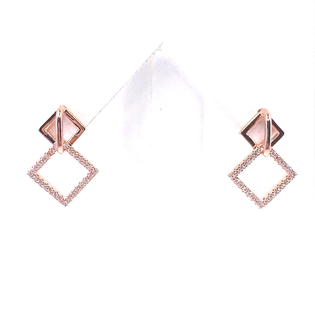 Sterling Silver Diamond-Shape Earrings - HK Jewels