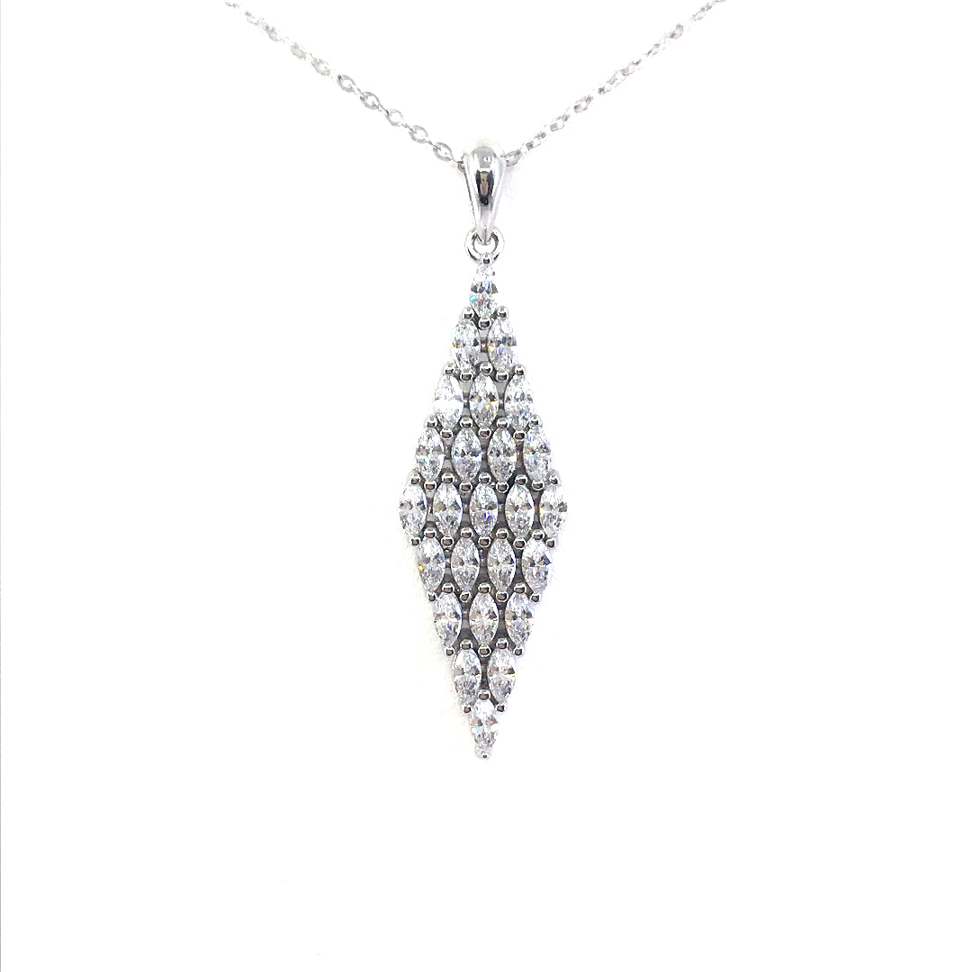 Sterling Silver Diamond Shape Pendant - HK Jewels